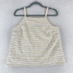 Anthropologie Maeve Cream‎ Quinn Fringe Tank Top Womens Sleeveless Size 6